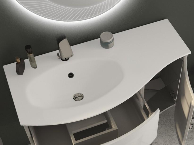 Waschbecken Unitop Style 104x51 cm Becken links aus glänzend weißem Harz | IperCeramica Waschbecken Unitop Style 104x51 cm Becken links aus glänzend weißem Harz | IperCeramica