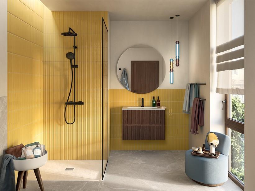 Wandfliese Mahjong Sunflowers Lux 6x24,6 Einbrand Gelb glänzend | IperCeramica Wandfliese Mahjong Sunflowers Lux 6x24,6 Einbrand Gelb glänzend | IperCeramica