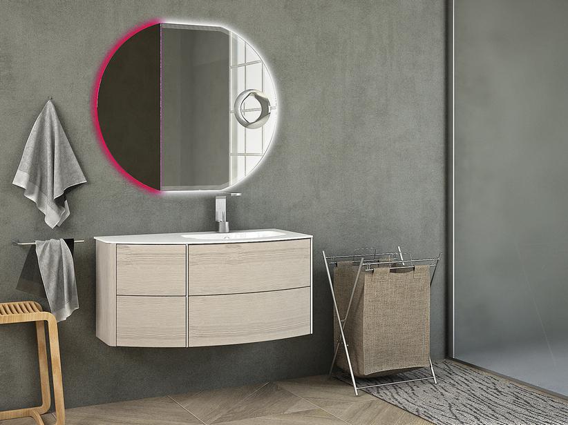 Badmöbel Olas 91cm Rechts Unterbau und integriertes Waschbecken Eiche gebleicht | IperCeramica Badmöbel Olas 91cm Rechts Unterbau und integriertes Waschbecken Eiche gebleicht | IperCeramica