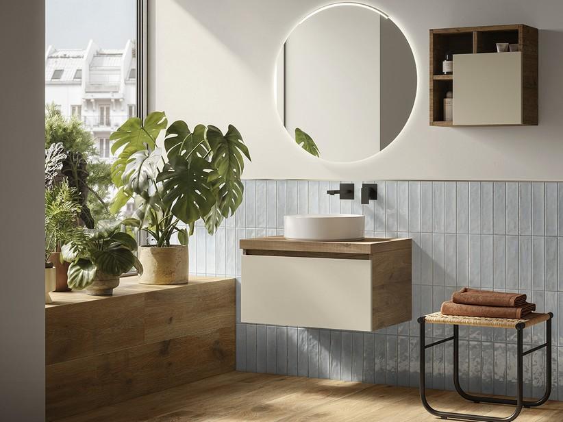 Badmöbel Qubo 70 cm 1 Schublade Cashmere mit Top und Unterbau Sherwood | IperCeramica Badmöbel Qubo 70 cm 1 Schublade Cashmere mit Top und Unterbau Sherwood | IperCeramica