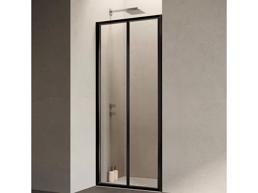 Faltduschtür Sax 80xH190 Erw. 77/81 cm Glasstärke 6 mm Transparent, Profile Schwarz matt | IperCeramica Faltduschtür Sax 80xH190 Erw. 77/81 cm Glasstärke 6 mm Transparent, Profile Schwarz matt | IperCeramica