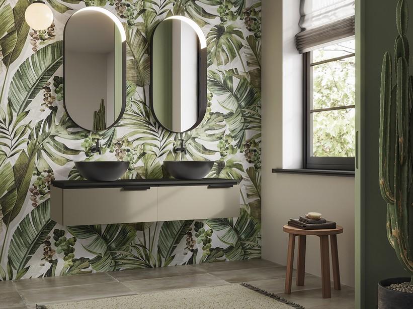 Badmöbel TOUCH 140 cm 2 Schubladen Taupe matt und Top 1,8 cm Schwarz matt | IperCeramica Badmöbel TOUCH 140 cm 2 Schubladen Taupe matt und Top 1,8 cm Schwarz matt | IperCeramica