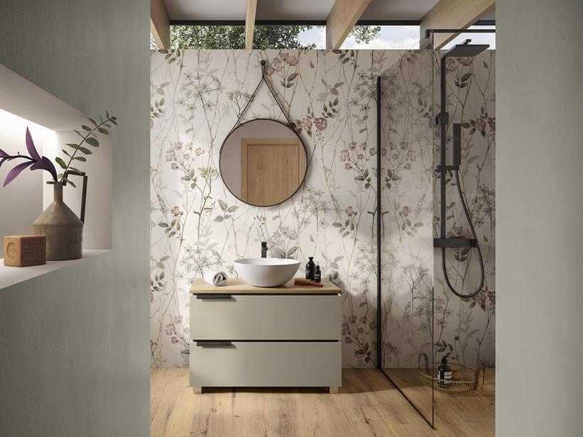 Badmöbel TOUCH 90 cm 2 Schubladen Taupe matt und Top 1,8 cm Eiche | IperCeramica Badmöbel TOUCH 90 cm 2 Schubladen Taupe matt und Top 1,8 cm Eiche | IperCeramica