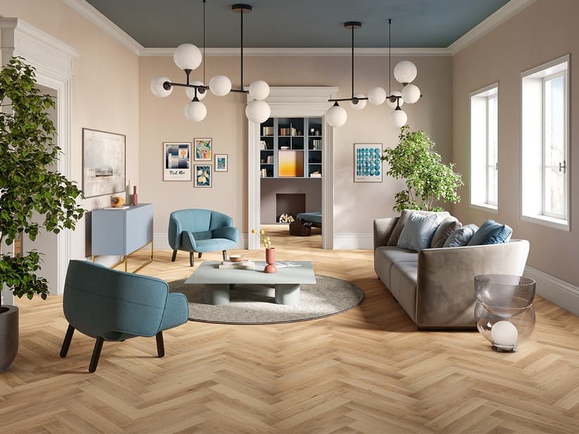 Parkett Fischgrätenmuster, Eiche weiß - Via Tortona Bianco | IperCeramica Parkett Fischgrätenmuster, Eiche weiß - Via Tortona Bianco | IperCeramica