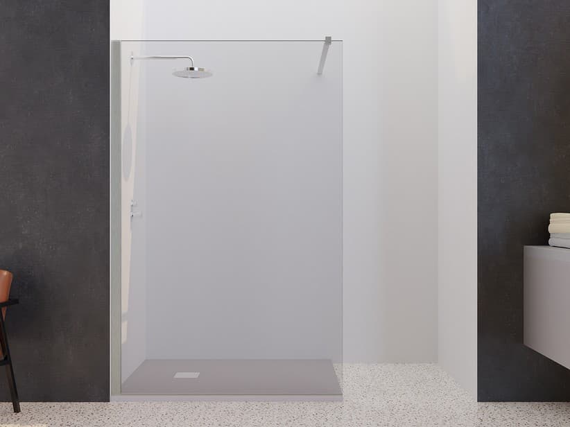 Walk-In Plano 140 cm H200 Erw 136/138 Kristallglas 8 mm Transparent und Profile mit Optik von gebürstetem Edelstahl | IperCeramica Walk-In Plano 140 cm H200 Erw 136/138 Kristallglas 8 mm Transparent und Profile mit Optik von gebürstetem Edelstahl | IperCeramica