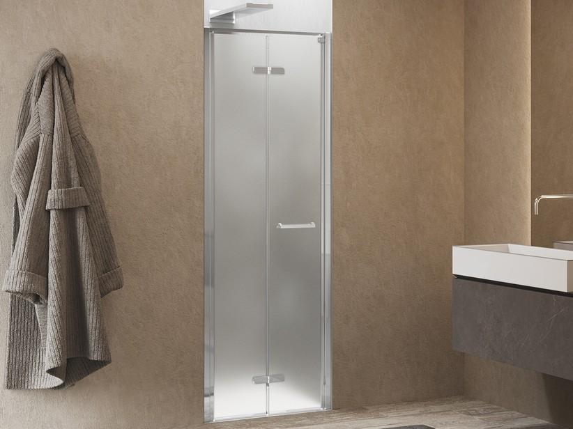 Faltduschtür Xeno 90xH200 Erw 85,5/89,5 cm Öffnung links, satiniertes Kristallglas, Profile Chrom | IperCeramica Faltduschtür Xeno 90xH200 Erw 85,5/89,5 cm Öffnung links, satiniertes Kristallglas, Profile Chrom | IperCeramica