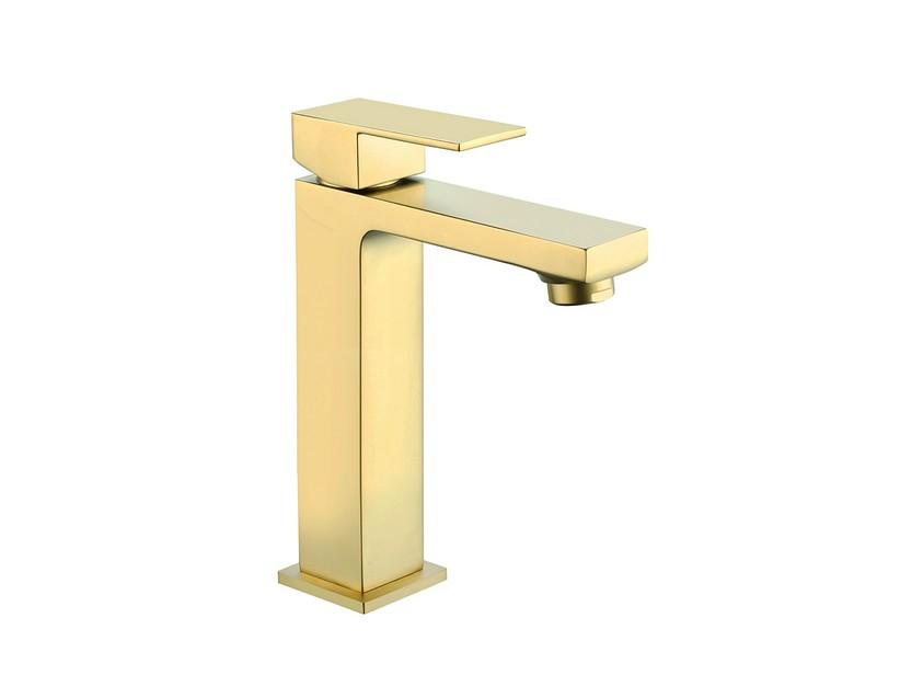 Waschtischarmatur Kyra Einhebel, mittel, aus PVD satiniert Gold | IperCeramica Waschtischarmatur Kyra Einhebel, mittel, aus PVD satiniert Gold | IperCeramica