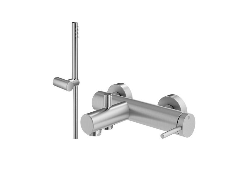 Badewannenarmatur an der Wand mit Ausstattung Chrom gebürstet | IperCeramica Badewannenarmatur an der Wand mit Ausstattung Chrom gebürstet | IperCeramica