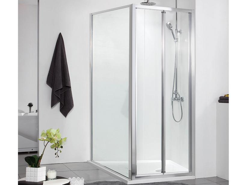 ECKDUSCHKABINE NEPTUM 70X90 H190 Erw 88/90 - 67/71 FALTSCHIEBETÜR UND FESTE SEITE AUS KRISTALLGLAS 5 MM TRANSPARENT CHROM | IperCeramica ECKDUSCHKABINE NEPTUM 70X90 H190 Erw 88/90 - 67/71 FALTSCHIEBETÜR UND FESTE SEITE AUS KRISTALLGLAS 5 MM TRANSPARENT CHROM | IperCeramica