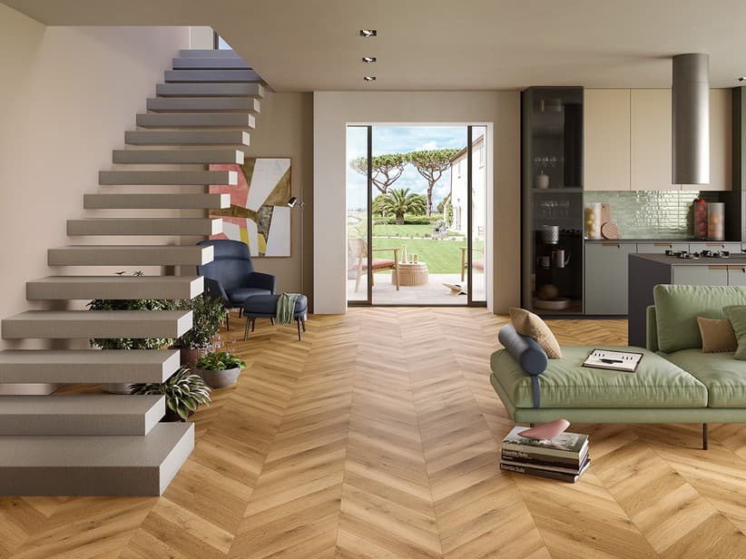 SPC-Bodenbelag Canadian Chevron Natural Eichenholzoptik Natur | IperCeramica SPC-Bodenbelag Canadian Chevron Natural Eichenholzoptik Natur | IperCeramica