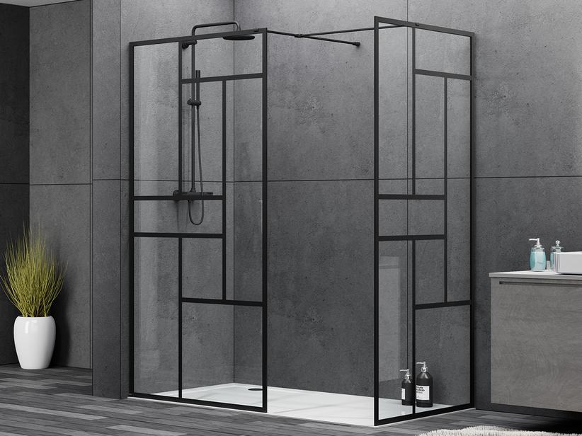 WALK IN CHAKRA 2 SEITENWÄNDE 100X80 H200 Erw 98/100 - 78/80 cm GLASSTÄRKE 8 mm TRASPARENT SCHWARZ MATT | IperCeramica WALK IN CHAKRA 2 SEITENWÄNDE 100X80 H200 Erw 98/100 - 78/80 cm GLASSTÄRKE 8 mm TRASPARENT SCHWARZ MATT | IperCeramica