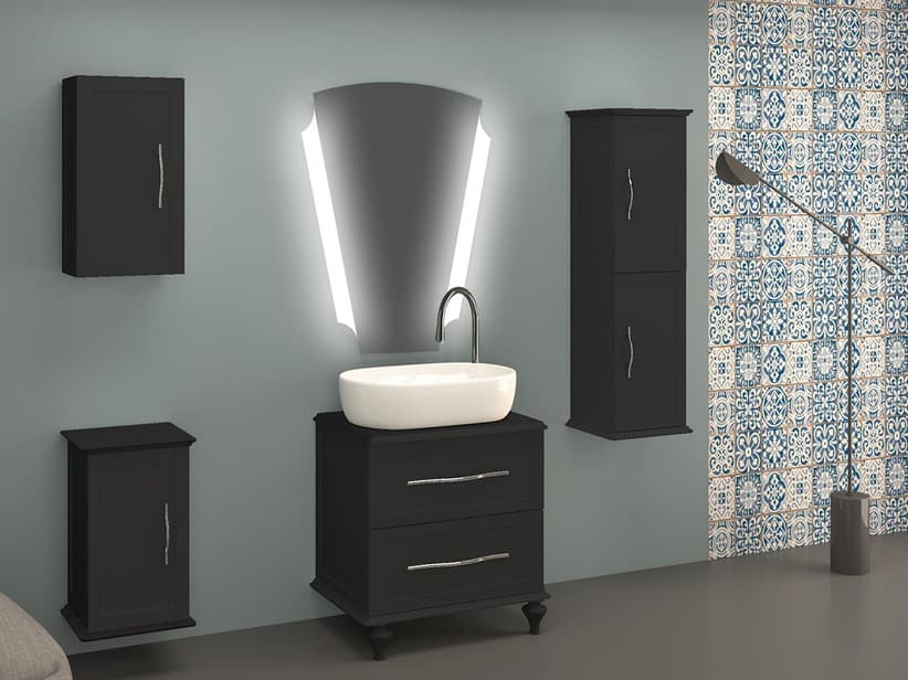 Hängebadmöbel Classic 60 cm mit 2 Schubladen und kleiner Platte für Aufsatzwaschbecken Graphit matt | IperCeramica Hängebadmöbel Classic 60 cm mit 2 Schubladen und kleiner Platte für Aufsatzwaschbecken Graphit matt | IperCeramica