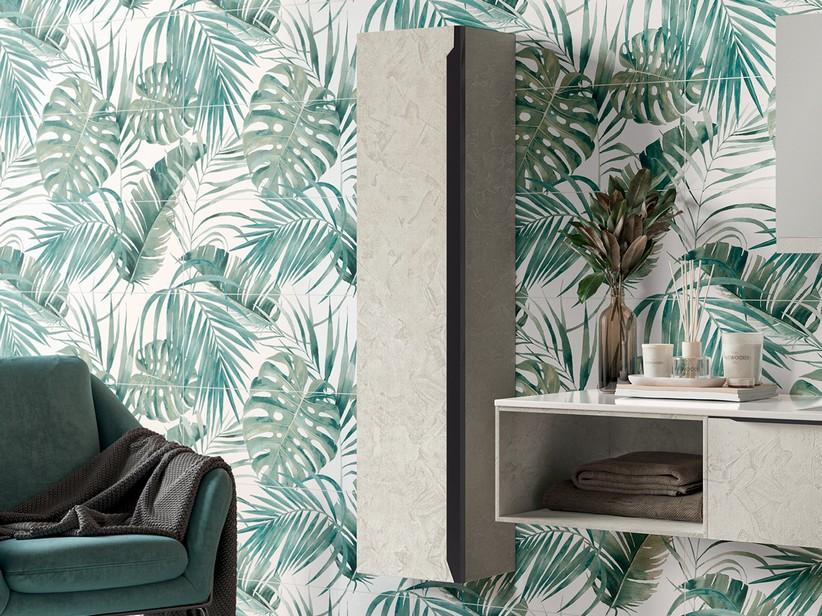 Hochschrank Trendy 30x25 H130 cm Zementoptik mit schwarzem Griff | IperCeramica Hochschrank Trendy 30x25 H130 cm Zementoptik mit schwarzem Griff | IperCeramica