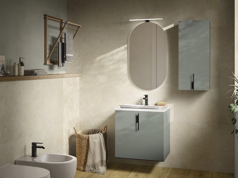 Badezimmer-Hängeschrank DESK 36xH 84 cm, mattgrün | IperCeramica Badezimmer-Hängeschrank DESK 36xH 84 cm, mattgrün | IperCeramica