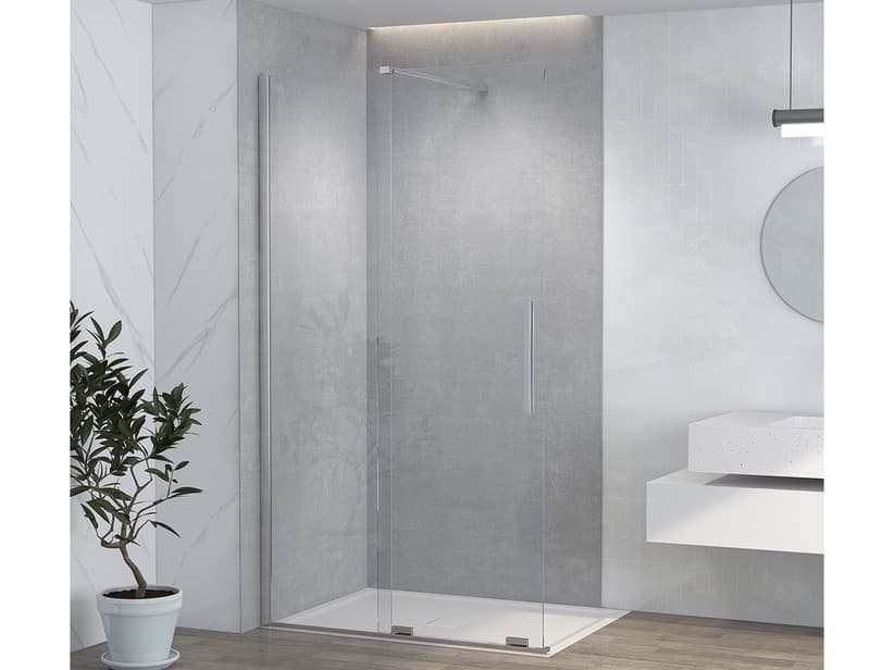 Walk-In-Dusche Hype mit Schiebetür cm 90 H195 Glasstärke 6 mm Transparent, Profile Chrom | IperCeramica Walk-In-Dusche Hype mit Schiebetür cm 90 H195 Glasstärke 6 mm Transparent, Profile Chrom | IperCeramica