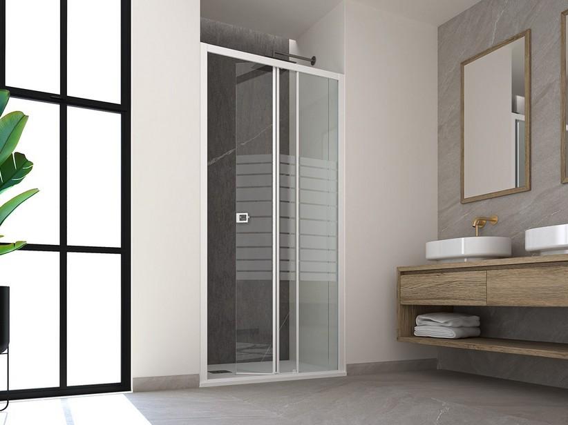 Miro' Duschtür für Nische cm 110 Rechts Glasstärke 6 mm Transparent mit horizontalen Streifen Profile Weiß matt | IperCeramica Miro' Duschtür für Nische cm 110 Rechts Glasstärke 6 mm Transparent mit horizontalen Streifen Profile Weiß matt | IperCeramica