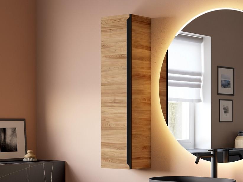 Hängeschrank Trendy mit Tür 25x100xH100 cm Belgravia Nussbaum mit schwarzem Griff | IperCeramica Hängeschrank Trendy mit Tür 25x100xH100 cm Belgravia Nussbaum mit schwarzem Griff | IperCeramica