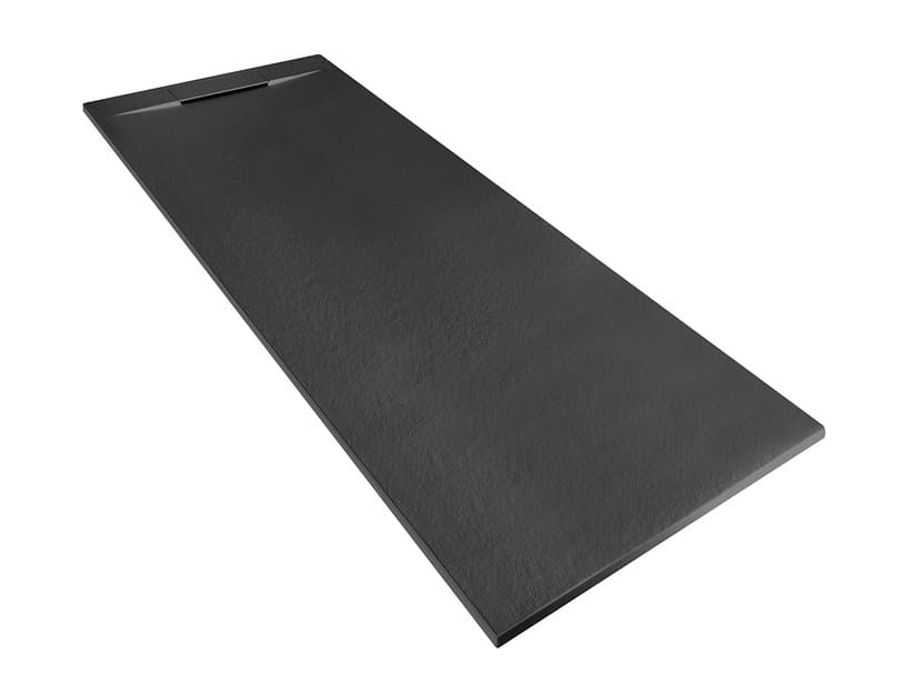 Duschwanne Matic 80x200 cm Harz mit gehämmerter Steinoptik Anthrazitgrau | IperCeramica Duschwanne Matic 80x200 cm Harz mit gehämmerter Steinoptik Anthrazitgrau | IperCeramica