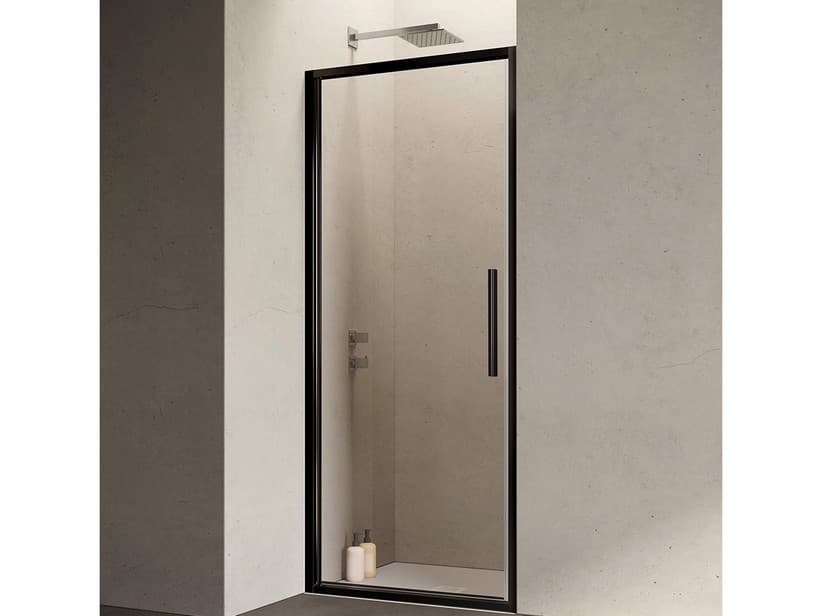 Drehduschtür Sax 80xH190 Erw. 77/81 cm Glasstärke 6 mm, Transparent Schwarz matt | IperCeramica Drehduschtür Sax 80xH190 Erw. 77/81 cm Glasstärke 6 mm, Transparent Schwarz matt | IperCeramica