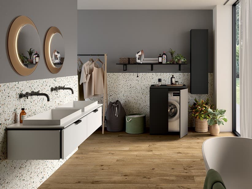 TOUCH 140 cm Badezimmerschrank 2 Schubladen Weiß matt und Halbeinbaudoppelbecken STAR Mattweiß | IperCeramica TOUCH 140 cm Badezimmerschrank 2 Schubladen Weiß matt und Halbeinbaudoppelbecken STAR Mattweiß | IperCeramica