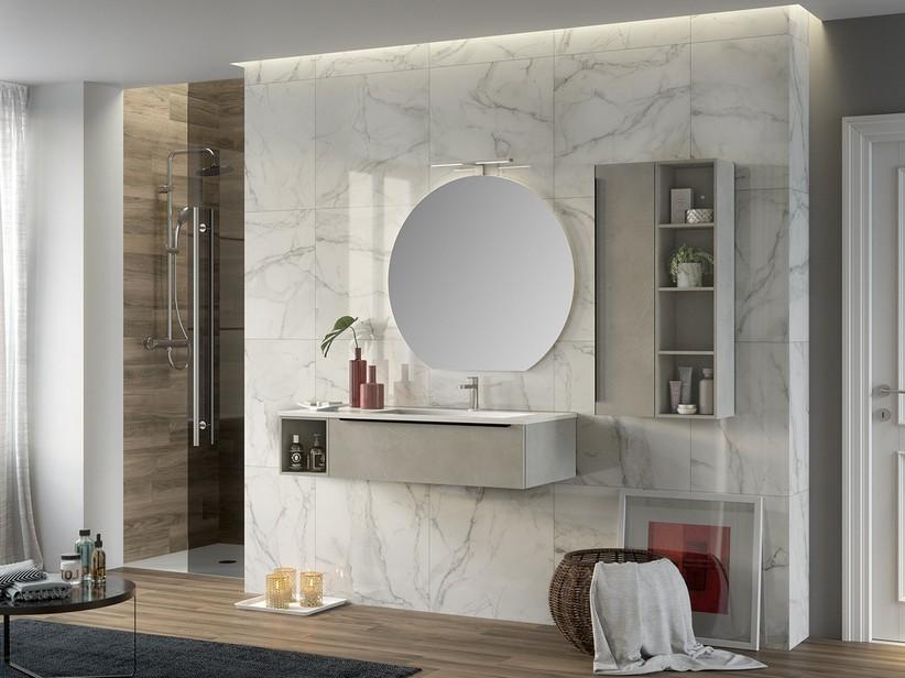 BADMÖBEL TRENDY 115 CM ZEMENT UND WASCHBECKEN HIDE RECHTS GLÄNZEND WEISS | IperCeramica BADMÖBEL TRENDY 115 CM ZEMENT UND WASCHBECKEN HIDE RECHTS GLÄNZEND WEISS | IperCeramica