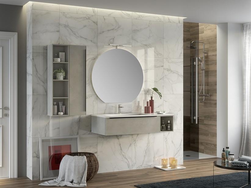 BADMÖBEL TRENDY 115 CM ZEMENT UND WASCHBECKEN HIDE LINKS GLÄNZEND WEISS | IperCeramica BADMÖBEL TRENDY 115 CM ZEMENT UND WASCHBECKEN HIDE LINKS GLÄNZEND WEISS | IperCeramica