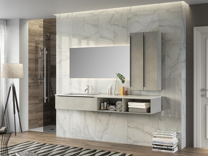 BADMÖBEL TRENDY 190 CM 1 SCHUBLADE, WASCHBECKEN LINKS HIDE WEISS MATT | IperCeramica BADMÖBEL TRENDY 190 CM 1 SCHUBLADE, WASCHBECKEN LINKS HIDE WEISS MATT | IperCeramica