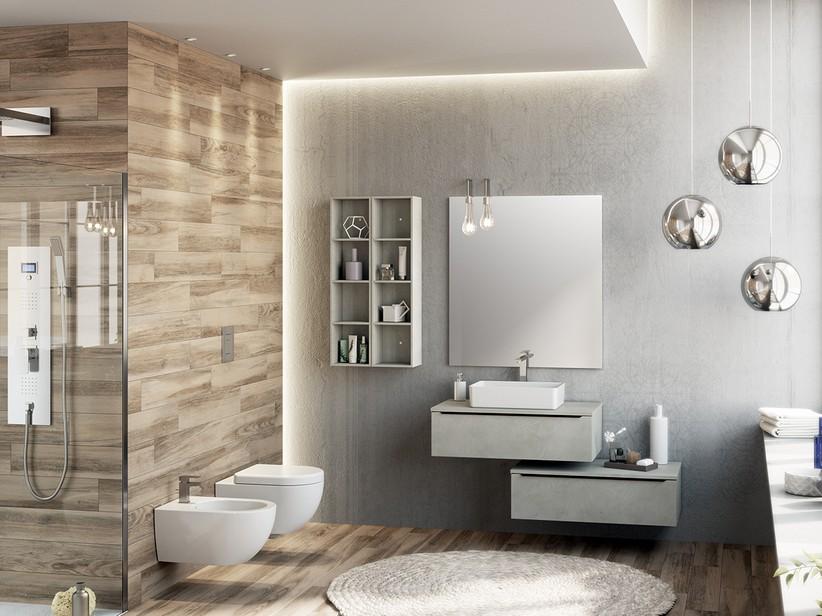 BADMÖBEL TRENDY 90 CM ZEMENT MIT PLATTE FÜR AUFLAGEBECKEN | IperCeramica BADMÖBEL TRENDY 90 CM ZEMENT MIT PLATTE FÜR AUFLAGEBECKEN | IperCeramica
