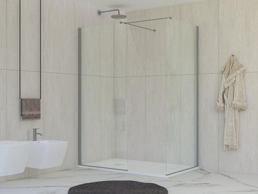 Walk-In Dusche Mirò 2-Seitig 110x80 cm H200 Erw 108,5/110-77,5/80 Klarglas 6 mm und Chrom-Dichtungsprofile | IperCeramica Walk-In Dusche Mirò 2-Seitig 110x80 cm H200 Erw 108,5/110-77,5/80 Klarglas 6 mm und Chrom-Dichtungsprofile | IperCeramica