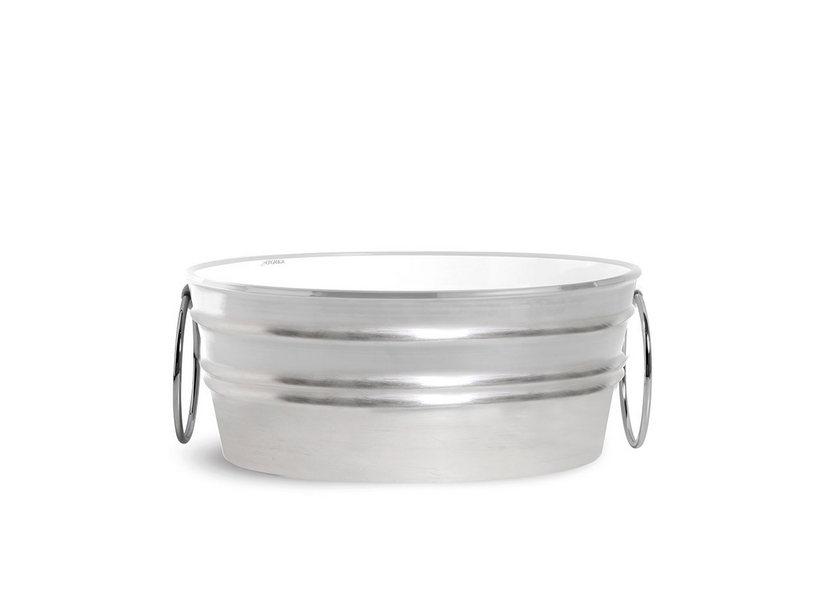 Vasque suspendue/à poser Tinozza 60X40 H25 en céramique argent mat avec anneaux | IperCeramica Vasque suspendue/à poser Tinozza 60X40 H25 en céramique argent mat avec anneaux | IperCeramica