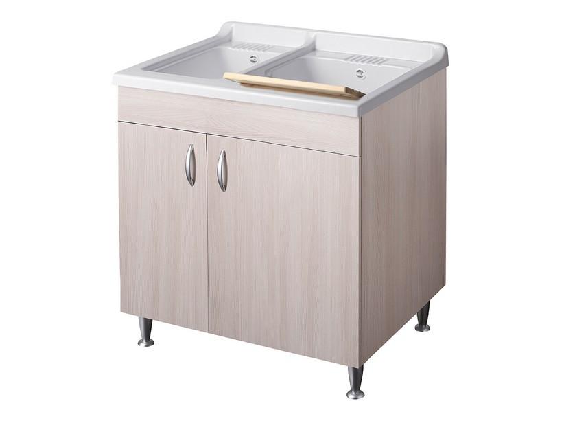 Bac à laver Eco 75x60 2 vasques avec porte effet bois orme clair | IperCeramica Bac à laver Eco 75x60 2 vasques avec porte effet bois orme clair | IperCeramica