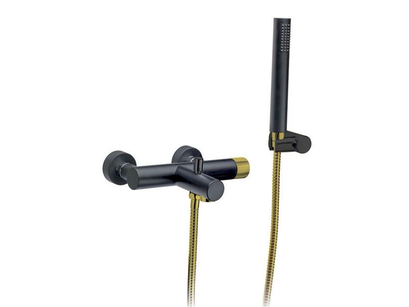 Ensemble pour baignoire Dalila monocommande noir mat avec inserts PVD or satiné | IperCeramica Ensemble pour baignoire Dalila monocommande noir mat avec inserts PVD or satiné | IperCeramica