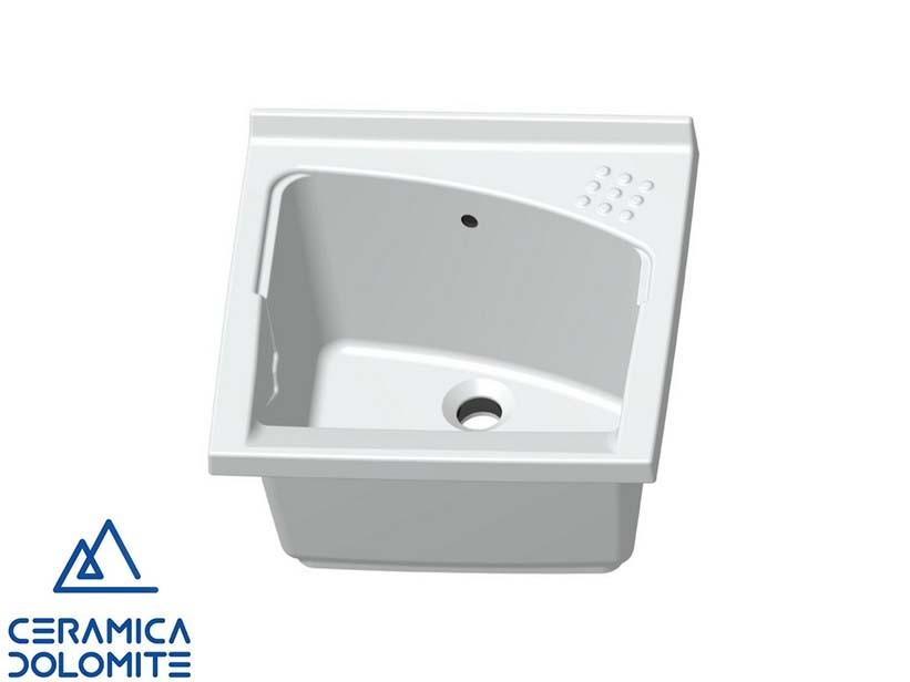 Bac à laver à encastrer Revine 61x50 en céramique blanc brillant | IperCeramica Bac à laver à encastrer Revine 61x50 en céramique blanc brillant | IperCeramica