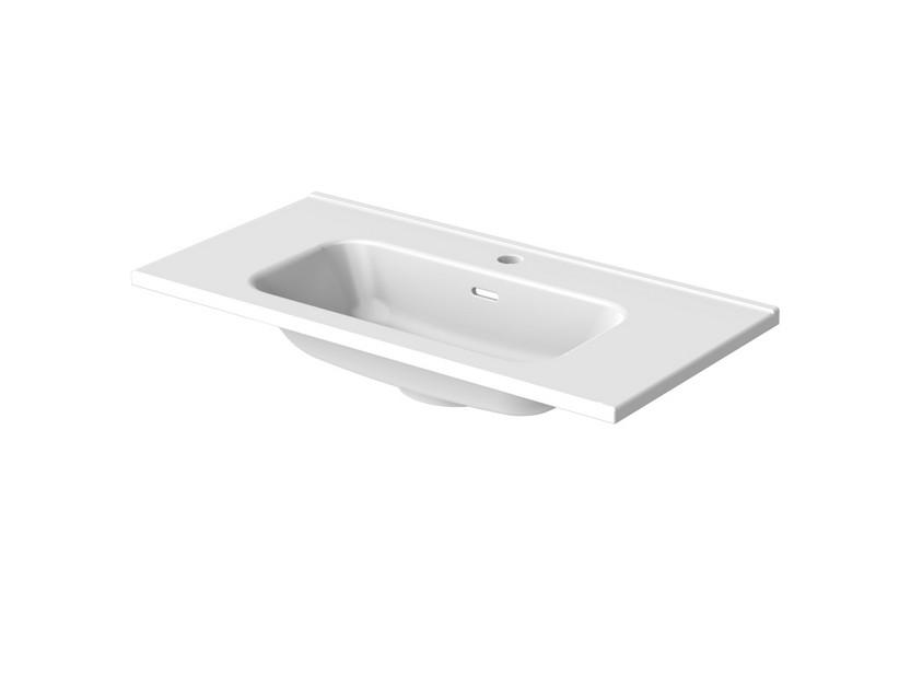 Lavabo Unitop AXIE compact P39xL81 cm avec vasque intégrée en céramique blanc brillant | IperCeramica Lavabo Unitop AXIE compact P39xL81 cm avec vasque intégrée en céramique blanc brillant | IperCeramica