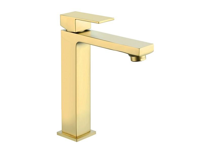 Mitigeur monocommande lavabo haut Kyra en PVD or brossé | IperCeramica Mitigeur monocommande lavabo haut Kyra en PVD or brossé | IperCeramica