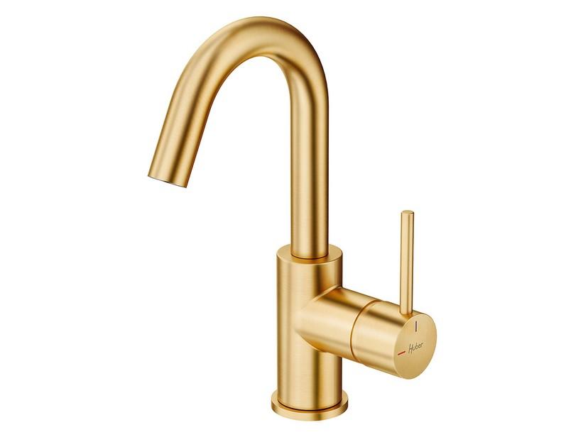 Mitigeur pour lavabo avec poignée latérale Bora monocommande or brossé | IperCeramica Mitigeur pour lavabo avec poignée latérale Bora monocommande or brossé | IperCeramica