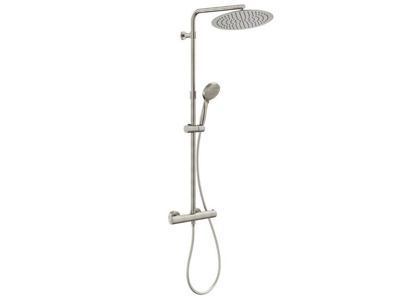 Colonne de douche avec mitigeur thermostatique 2 fonctions Bora nickel brossé | IperCeramica Colonne de douche avec mitigeur thermostatique 2 fonctions Bora nickel brossé | IperCeramica