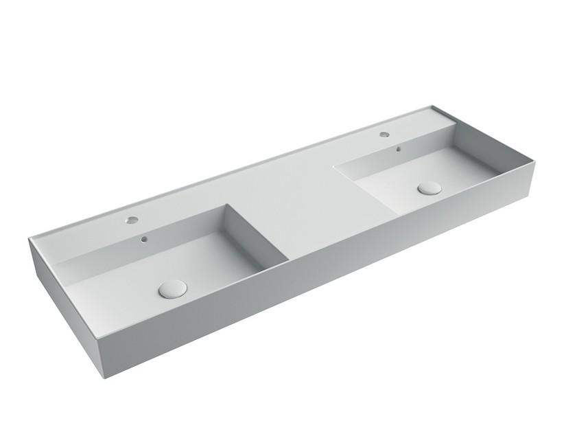 Lavabo Unitop Twenty double vasque 141x46 cm blanc mat | IperCeramica Lavabo Unitop Twenty double vasque 141x46 cm blanc mat | IperCeramica
