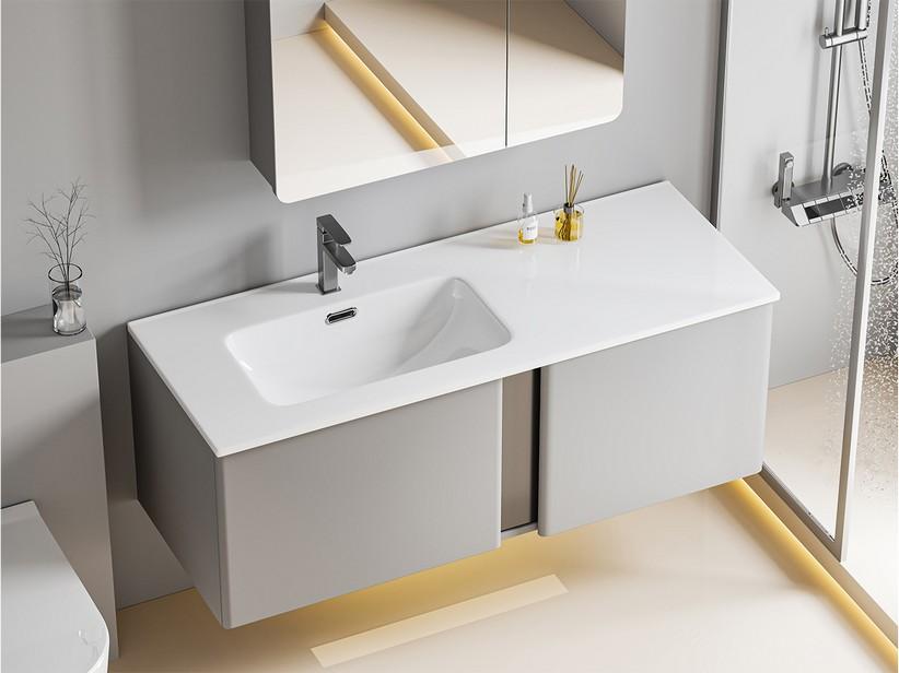 Lavabo Smart Unitop 121x46,5 cm vasque gauche en céramique blanc brillant | IperCeramica Lavabo Smart Unitop 121x46,5 cm vasque gauche en céramique blanc brillant | IperCeramica