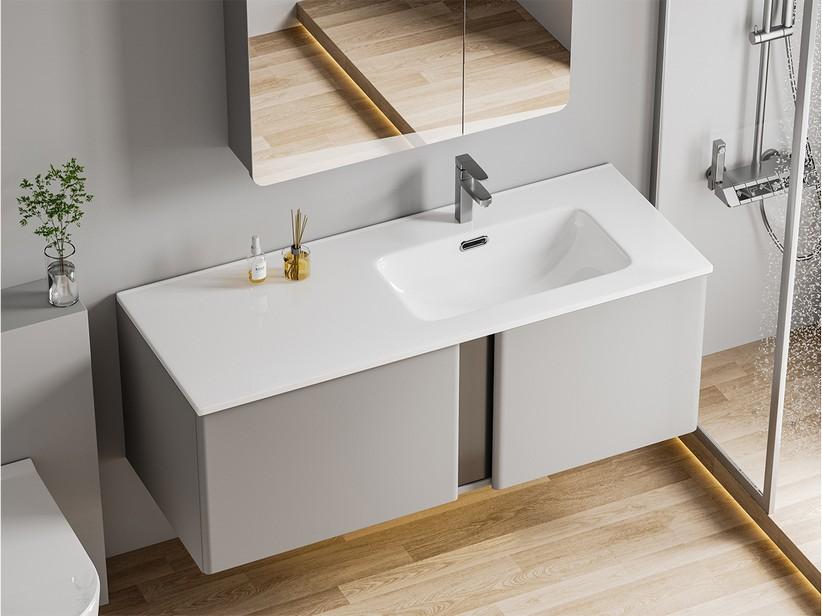 Lavabo Smart Unitop 121x46,5 cm vasque droite en céramique blanc brillant | IperCeramica Lavabo Smart Unitop 121x46,5 cm vasque droite en céramique blanc brillant | IperCeramica