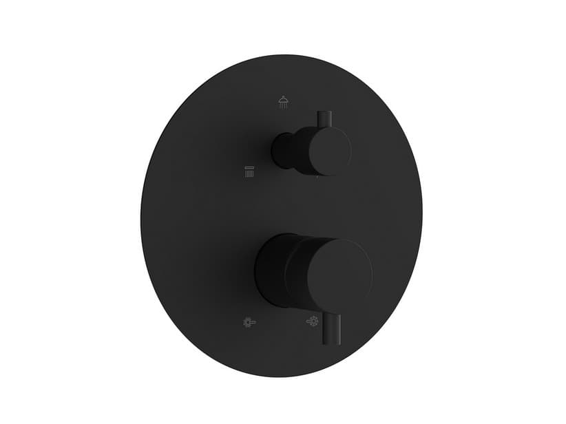 Mitigeur de douche encastré universel Round avec inverseur 3 voies noir mat | IperCeramica Mitigeur de douche encastré universel Round avec inverseur 3 voies noir mat | IperCeramica