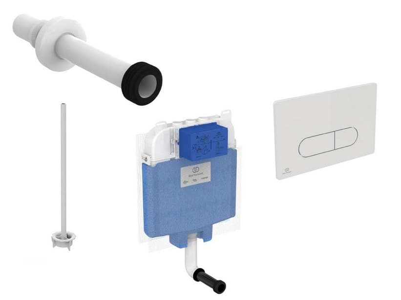 IDEAL STANDARD® Réservoir à encastrer ép. 8 cm avec plaque de commande 2 boutons OLEAS blanc pour WC espacé Rimless/Vortex | IperCeramica IDEAL STANDARD® Réservoir à encastrer ép. 8 cm avec plaque de commande 2 boutons OLEAS blanc pour WC espacé Rimless/Vortex | IperCeramica