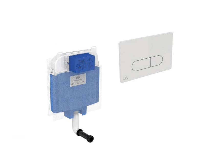IDEAL STANDARD® Réservoir à encastrer ép. 8 cm avec plaque de commande 2 boutons OLEAS blanc pour WC à poser avec bride | IperCeramica IDEAL STANDARD® Réservoir à encastrer ép. 8 cm avec plaque de commande 2 boutons OLEAS blanc pour WC à poser avec bride | IperCeramica