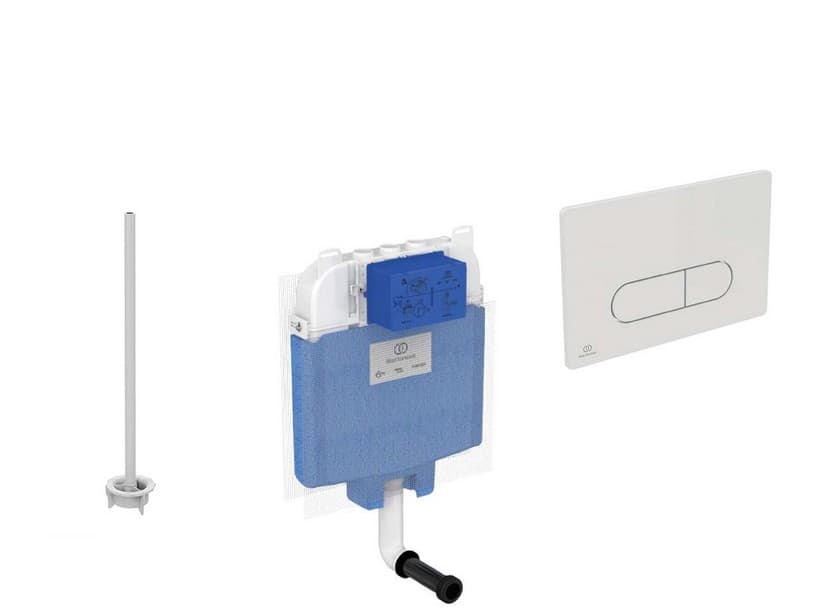 IDEAL STANDARD® Réservoir à encastrer ép. 8 cm avec plaque de commande 2 boutons OLEAS blanc pour WC à poser Rimless/Vortex | IperCeramica IDEAL STANDARD® Réservoir à encastrer ép. 8 cm avec plaque de commande 2 boutons OLEAS blanc pour WC à poser Rimless/Vortex | IperCeramica