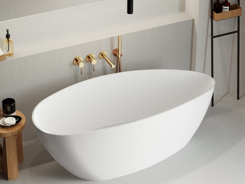 Baignoire îlot Lucerna 156x71 cm sans trop-plein en résine blanc brillant | IperCeramica Baignoire îlot Lucerna 156x71 cm sans trop-plein en résine blanc brillant | IperCeramica