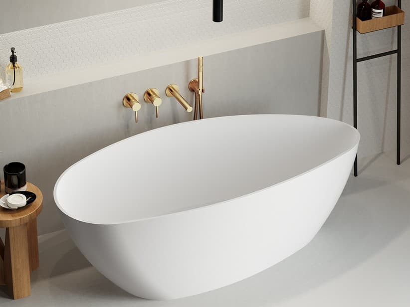 Baignoire îlot Lucerna 156x71 cm sans trop-plein en résine blanc mat | IperCeramica Baignoire îlot Lucerna 156x71 cm sans trop-plein en résine blanc mat | IperCeramica