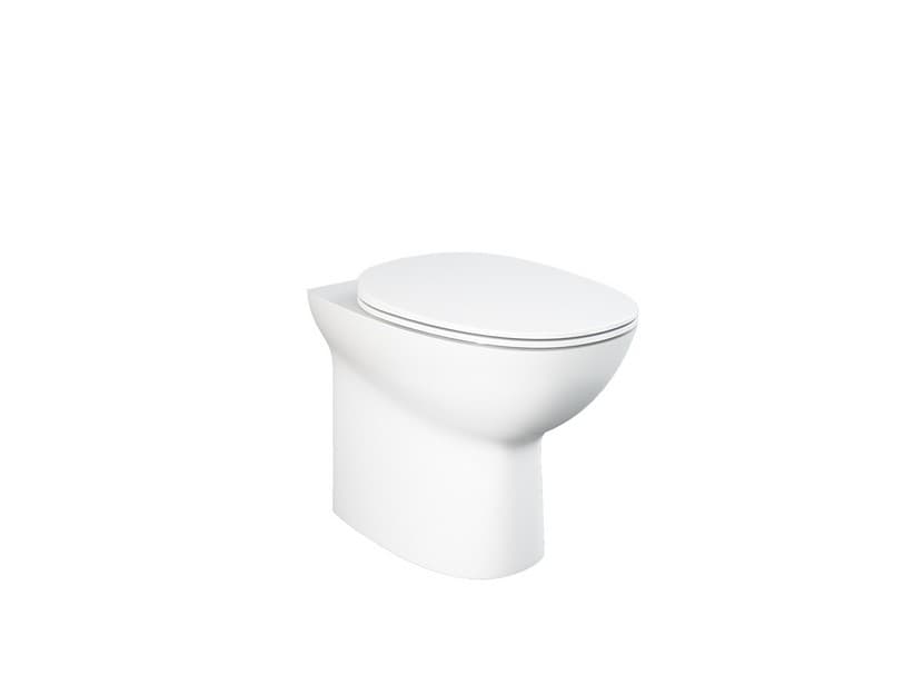 WC à poser Berna sans bride adossé au mur sortie horizontale/verticale blanc brillant | IperCeramica WC à poser Berna sans bride adossé au mur sortie horizontale/verticale blanc brillant | IperCeramica