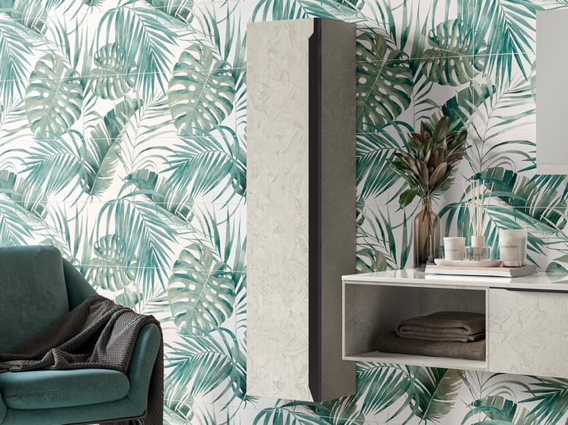 Colonne de salle de bains Trendy 30x25xH130 cm béton avec poignée noire | IperCeramica Colonne de salle de bains Trendy 30x25xH130 cm béton avec poignée noire | IperCeramica