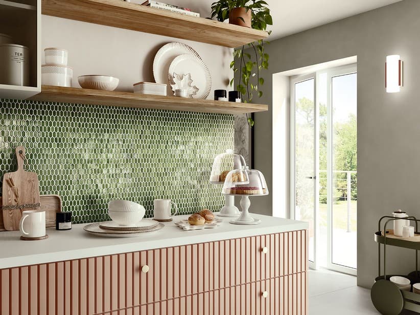 Mosaïque verre Gems Green 29,5x29,8 cm vert avec feuille d'argent | IperCeramica Mosaïque verre Gems Green 29,5x29,8 cm vert avec feuille d'argent | IperCeramica