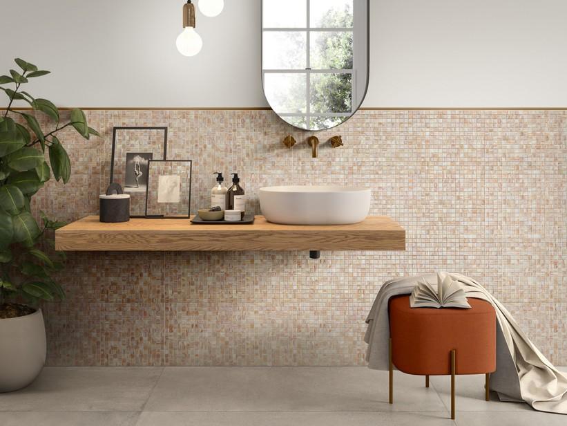 Mosaïque verre Gold blanc 32,5x32,5 blanc/cuivre | IperCeramica Mosaïque verre Gold blanc 32,5x32,5 blanc/cuivre | IperCeramica
